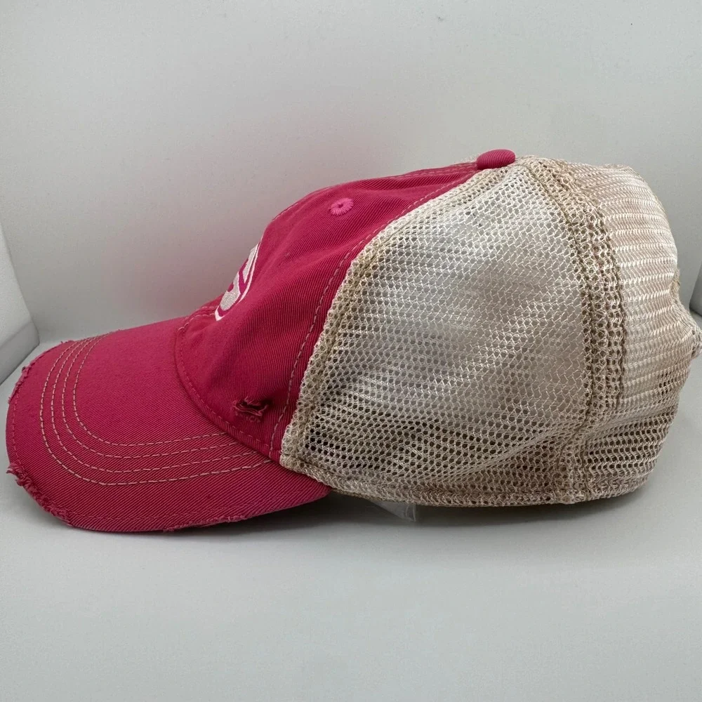 Headmost Trucker Hat Unisex OSFA Pink Distressed Georgia G Logo Snapback Cap